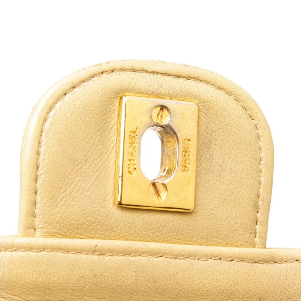 Chanel beige Leather vintage classic double flap - Picture 6 of 7